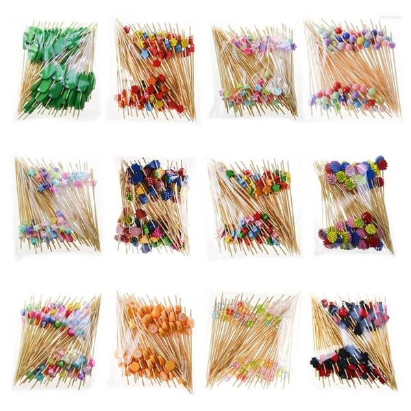 Einweg -Besteck 100pcs Bambusgabel Buffet Obst Desserts picken Spießfutter Cocktail Sandwich Stick