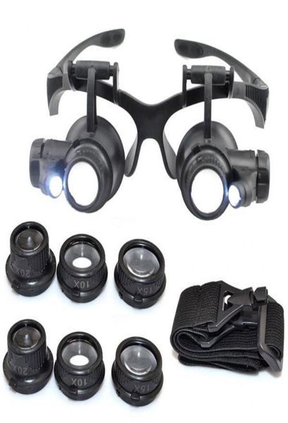 10x 15x 20x 25x Vergrößerungsglas -Doppel -LED -Leuchten Augenbrillen Objektiven Lupe Lupe Juwelier Uhr Reparaturwerkzeuge 6844728