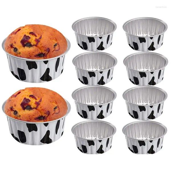 Baking stampi design di mucche tazze da lamina in alluminio ciotola per torta per muffin cupcake scatola a tema usa e getta accessori per feste di stagione usa e getta