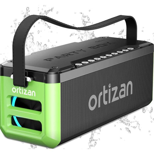 Ortizan Portable Bluetooth Alto -falante com som poderoso e monstruoso, IPX7 à prova d'água, tempo de reprodução 24h, Power Bank, LED Lights, EQ predefinido, grande subwoofer ao ar livre