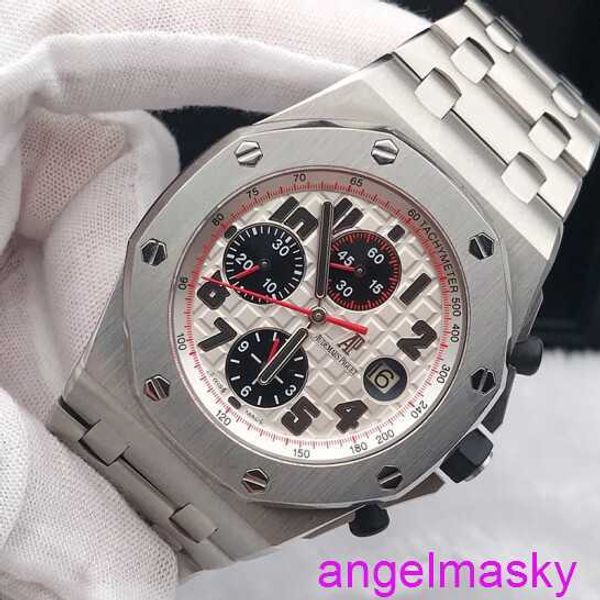 Berühmte AP -Armbanduhr Royal Oak Offshore Precision Stahl 26170st Automatische mechanische mechanische rote Nadel Timing Anti Magnetic White Plate Stahl Band Herren Wache