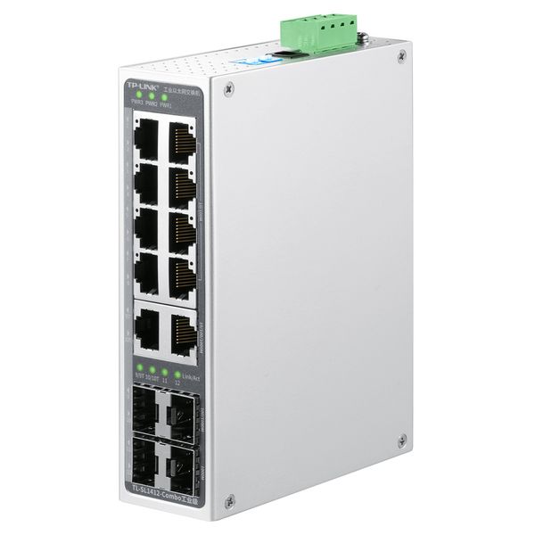 Switch de rede industrial Gigabit 4 Multiplexação óptica de SFP 2 portas de rede 8 bilhões de trilhos de trilho de alta resistência à temperatura 24V 12V anti-interferência