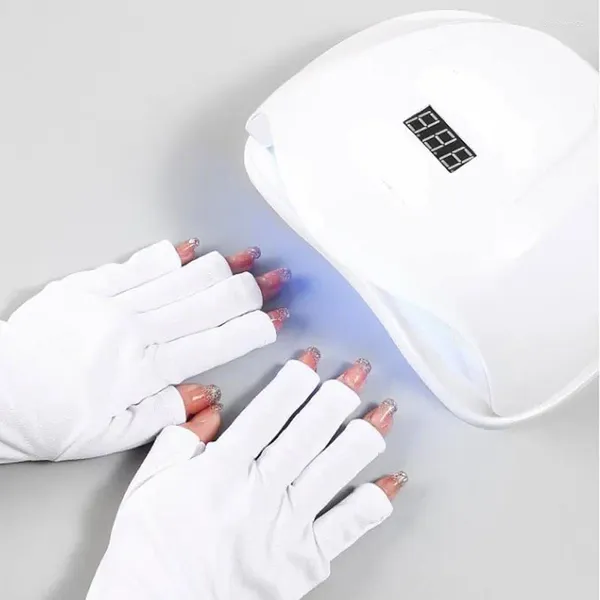 Tırnak kurutucular 1 çift anti UV eldiven kalkan eldiven parmaksız manikür sanat aracı LED