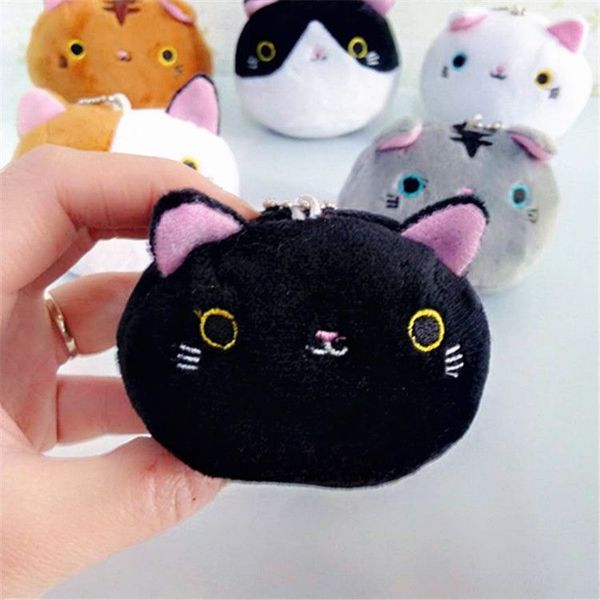 Nuovi 6 colori kawaii da 7 cm gatti giocattoli ripieni di portachiavi bambola giocattolo per gatti bianco nero per il compleanno per bambini giocattoli peluche per ragazza