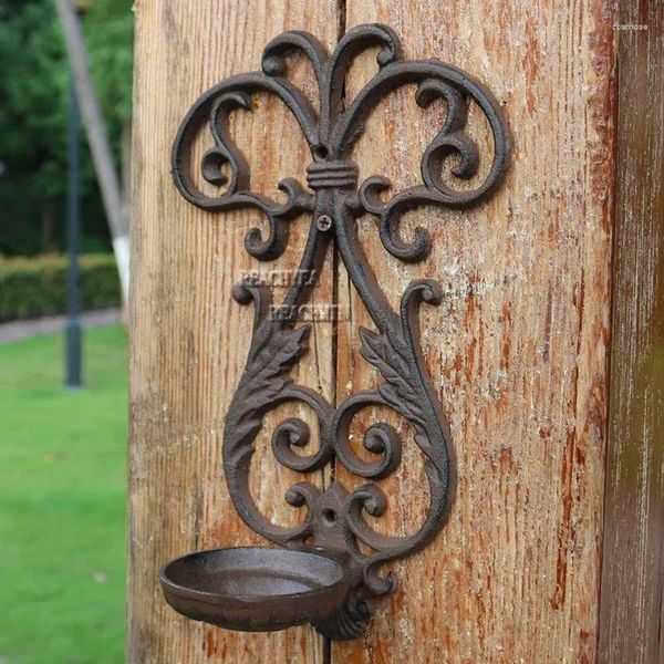 Kerzenhalter Europäischer Stil Halter Gusseisen Wand Hanging Retro Home Courtyard Gartendekoration Hardware