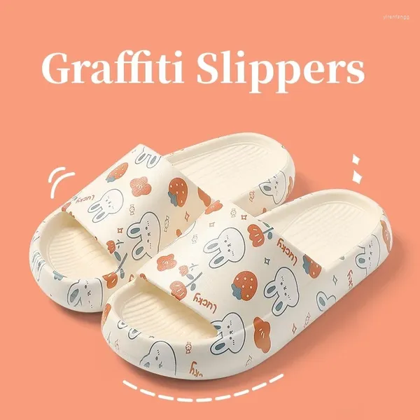 Hausschuhe Sid Bear Cartoon Graffiti Schuhe Frauen Sommer Flip-Flops Strand Sandalen Dicke Plattform Weich gemütlich lässiges Home