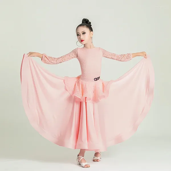 Abbigliamento da ballo da ballo rosa con competizione da ballo per bambini performance Waltz abiti da ballo moderni abiti latini sl9237