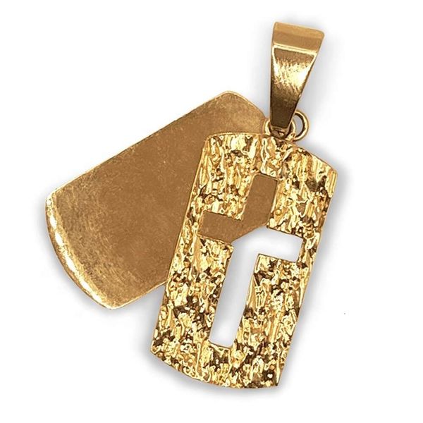 Gemnel Hip-Hop Schmuck Gold Plated Halskette Männer Square Hunde Tags Edelstahlkreuz Anhänger