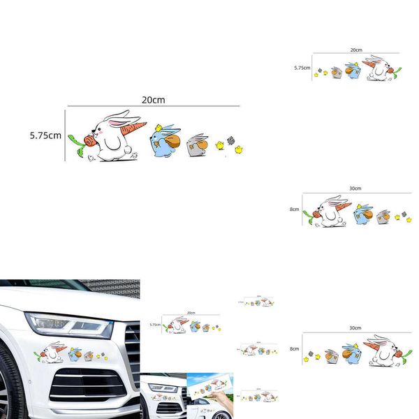 Neues neues Upgrade niedlicher Hasenauto Aufkleber Lustige Tieraufkleber Auto Motorradkörper Kratzer Aufkleber Glas Stoßfänger Dekoration wasserdichte Abziehbilder