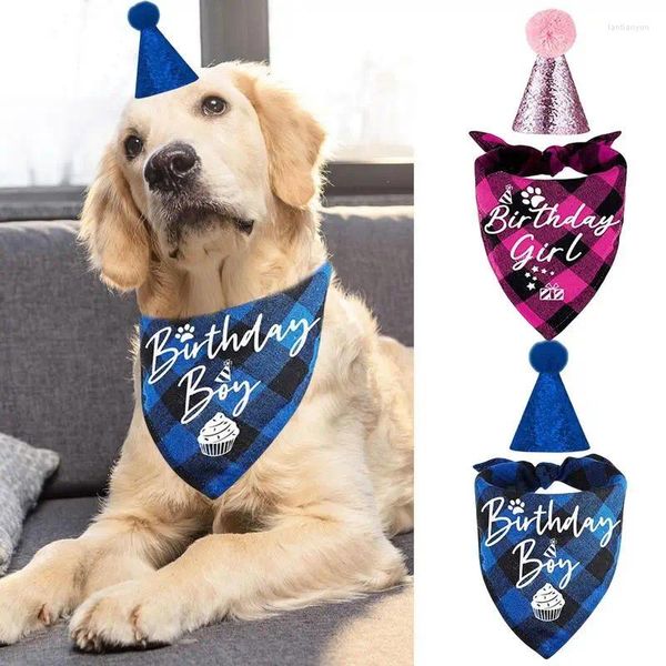 Roupa de festa de aniversário de vestuário para cachorro com lenço de bandana, chapéu de coroa brilhante acessório de roupas para pequenos suprimentos de animais de estimação médios médios