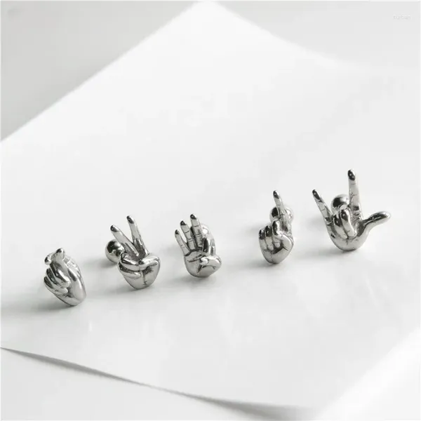 Hölzer Ohrringe kreatives Design Edelstahl Handgesten für Frauen Männer Punk Persönlichkeit Fingerknorpel Ohrringschmuck Schmuck