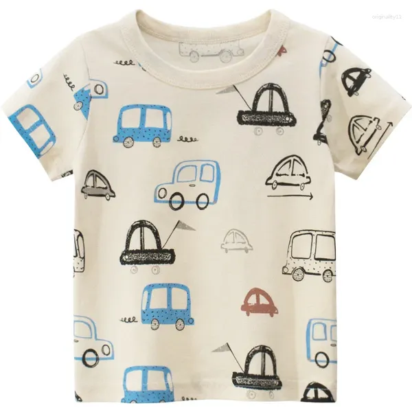 Roupas Defina o verão para crianças tshirts impressão de moda pura Camiseta de algodão bebê Tops 2-8 anos