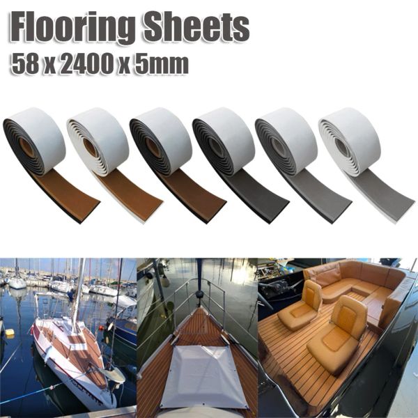 Pads 2400x57x6mm Strip singola imitato in teak yacht mazzo di barche materassino eva tappetino tappetino non slip autoaddetto