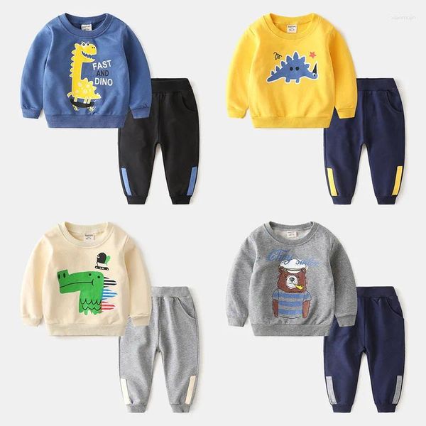 Set di abbigliamento Set casual per bambini: pantaloni per la felpa a collo rotondo per ragazzi a due pezzi 2024 Collezione primaverile CARTIANA Top AGE 3-7