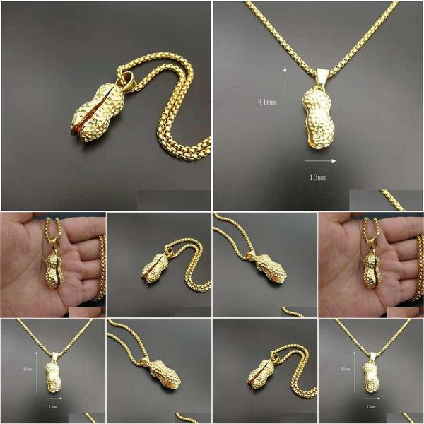 Подвесные ожерелья 2023 Арахисовое ожерелье для женщин Оптовая кольца золотой цвет из нержавеющей стали.