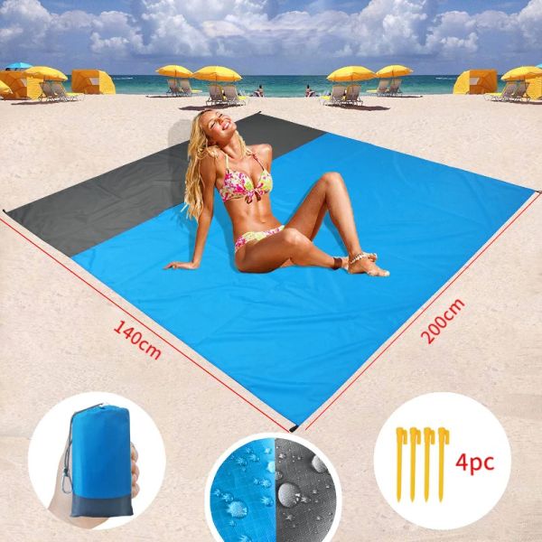 Pads Outdoor Pocket Picknick wasserdichte Strandmatte 200x140 cm Sanddecke Camping im Freien Picknick Zelt Klappdeckel Bettwäsche Picknickmatte