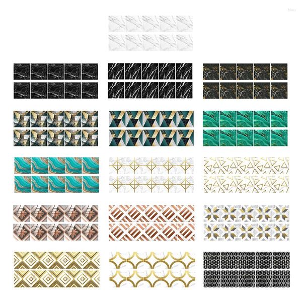 Adesivi per finestre 10pcs/set di pattern geometriche piastrella parete vintage fai-da-te impermeabile per autoadesive toilette per il bagno decalcomanie per la casa