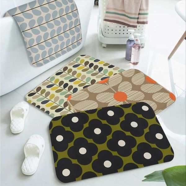 Tappeti orla kiely foglia sfondo floreale tappeto anti-slip assorbente tappetino a strisce lunghe tappetino da bagno personalizzato Benvenuto