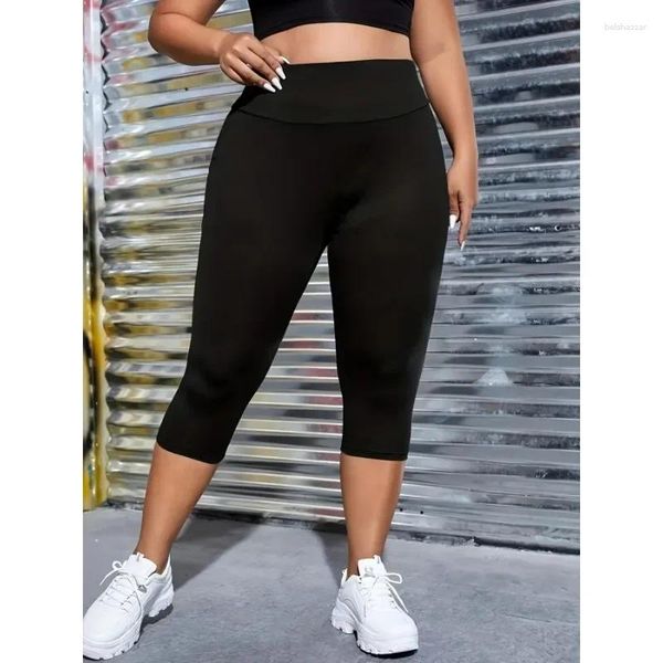 Frauen -Leggings Feste Farbfarb Capri und Ladies's Modesportarten Hochhut dünne Fitness -Legging