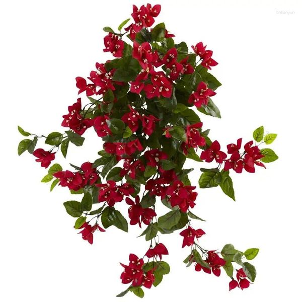 Fiori decorativi bougainvillea cespuglio cespuglio pianta artificiale (set di 2) rosso