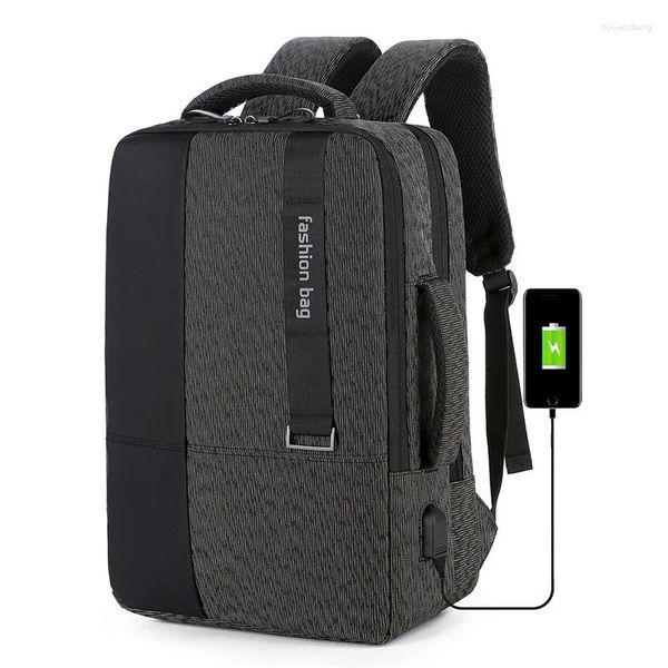 Backpack de 15,6 polegadas Laptop Men Oxford Black College Student Computer Women Women Mulifuncional Back Pack Charging USB