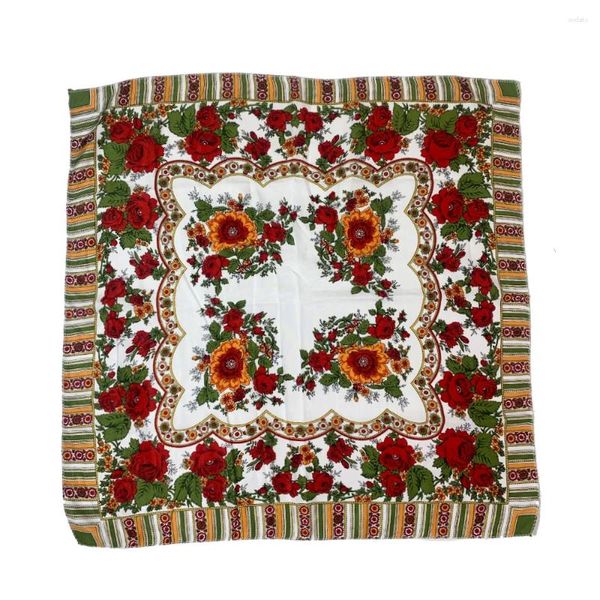 Lenços 70 70 cm de lenço floral russo Mulheres de luxo estampado Bandana quadrada bandana da cabeça Babushka lenço