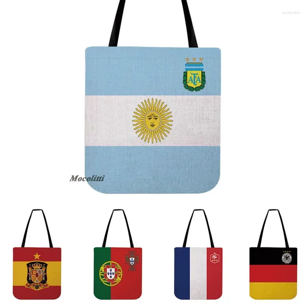 Borse di stoccaggio Argentina Flag Style Shopper Borse Bag Club Emblema Gift Shoot Cotone Linen Acqua Resistente Borsa casual