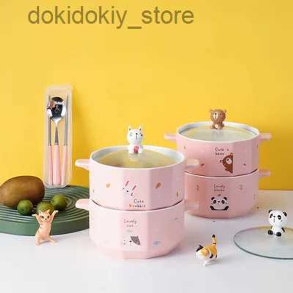 Bento Boxes ciotola in ceramica creativa simpatica ramen istantanea istantanea tazza di ciotola kawaii giapponese per bambini bento box con container da tavolo L49