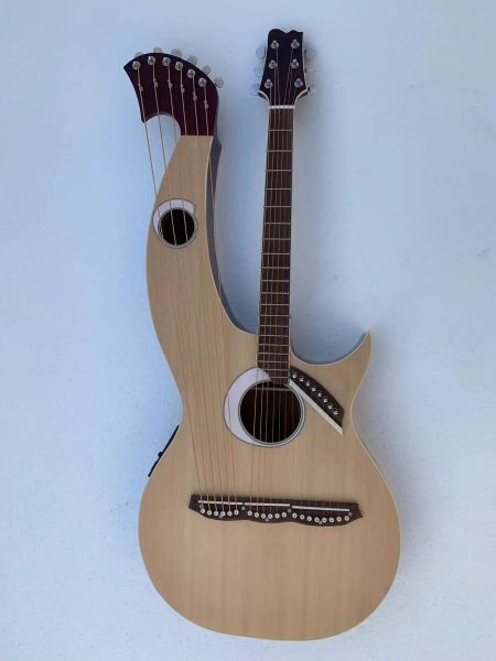 Kablolar kaliteli arp gitar 6+6+8 dizeler stok ücretsiz gönderimden EQ ile çift boyunlu