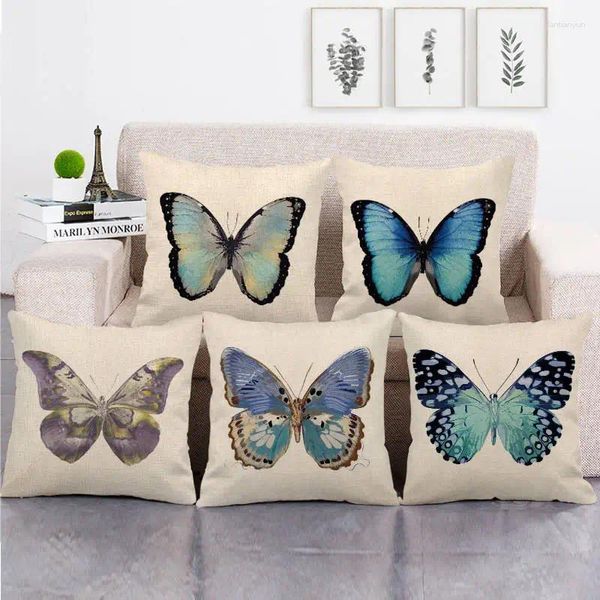 Cuscino da 45 cm di colore grande color farfalla pattern lino/cotone cover di divano copri decorazioni per la casa