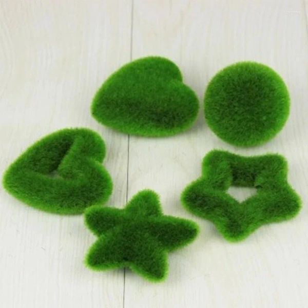 Flores decorativas Fake Moss Flocking Lawn Micro paisagem suculenta decoração de festa em casa DIY