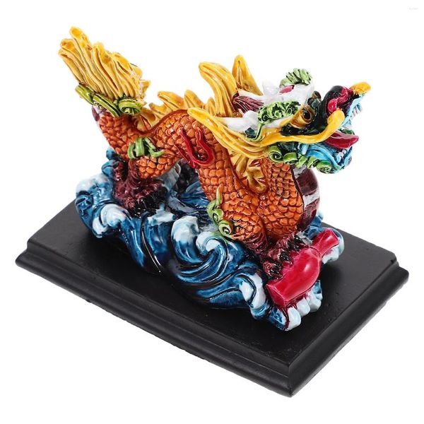 Dekorative Figurenharz Chinese Zodiac Dragon Figur Retro Feng Shui Vermögen Statue Mini Auto Dashboard Tierskulptur