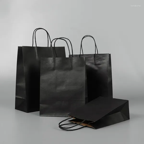 Geschenkverpackung 30pcs/Los hochwertiges Kraftpapierbeutel mit Griffen elegante schwarze Verpackungstaschen für Hochzeits Geburtstagsfeier Schmuck