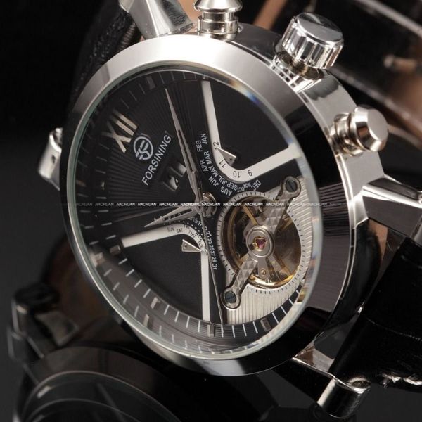 Tourbillon Wrap Mens relógios automáticos relógios dourados calendário clock macho preto relógio mecânico relógio masculino3033