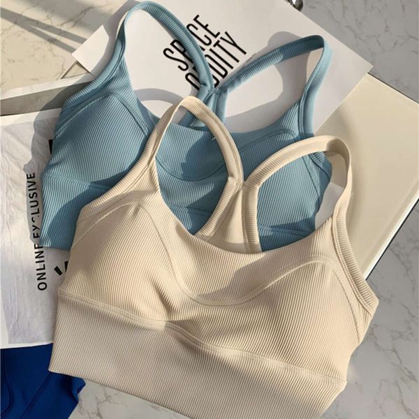 Fita Lu Back Align Y Women Women Gold Strappy Sports Bras Push Up Top Long Crop Crop Yoga Bra Treino Fiess Oga Lemon Gym Execução