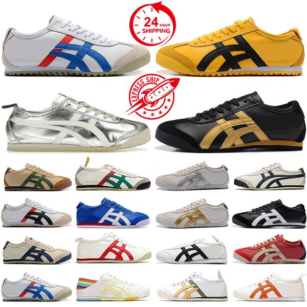 Designers Tiger México 66 Sapatos casuais da série homens homens tênis de tela preto branco amarelo azul vermelho marrom baixo tipador de salto de salto