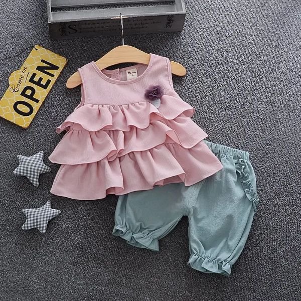 Shorts 03 ANNI BAMBINA BAMBINA CHIEDI SIMMA CHIFFON SPESSILE TOPS E SHORTS 2PCS CINETTO PIECHI PIECHE COMPETTI