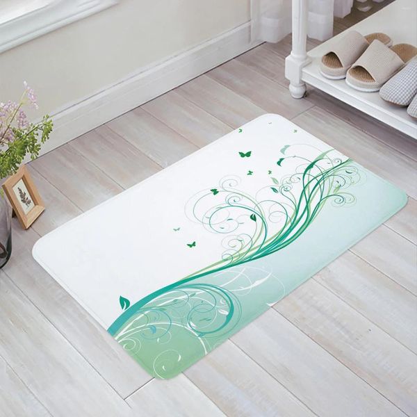 Teppiche Branch Blatt Schmetterling abstrakte Kunst Küche Bodenmatte Wohnzimmer Dekor Teppich Home Flur Eingangs Fußmat Anti Slip Teppich