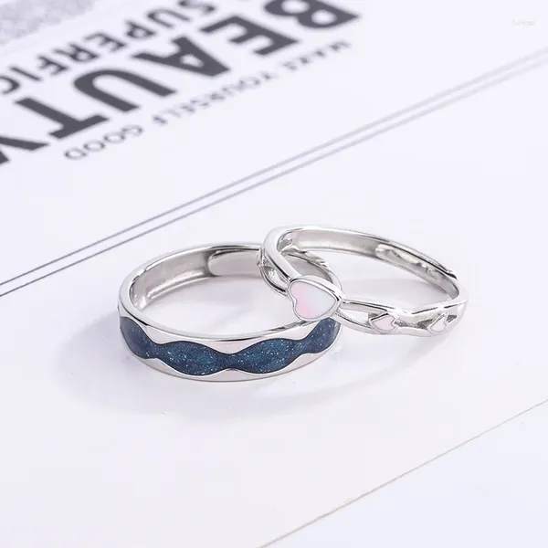 Clusterringe S925 Sterling Silber -Paar Ringpaar Design für Männer und Frauen in einem Nischenblütenabfall Wasser Matching vielseitig