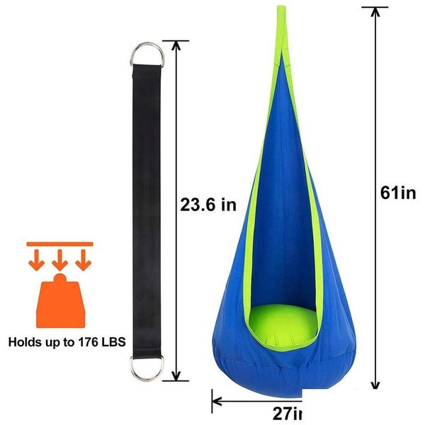 Portaledges çocuk pod salıncak koltuğu% 100 pamuklu çocuk kapalı ve dış mekan hamak sandalye damla dağıtım sporları açık havada kamış tırmanışı dhhh2