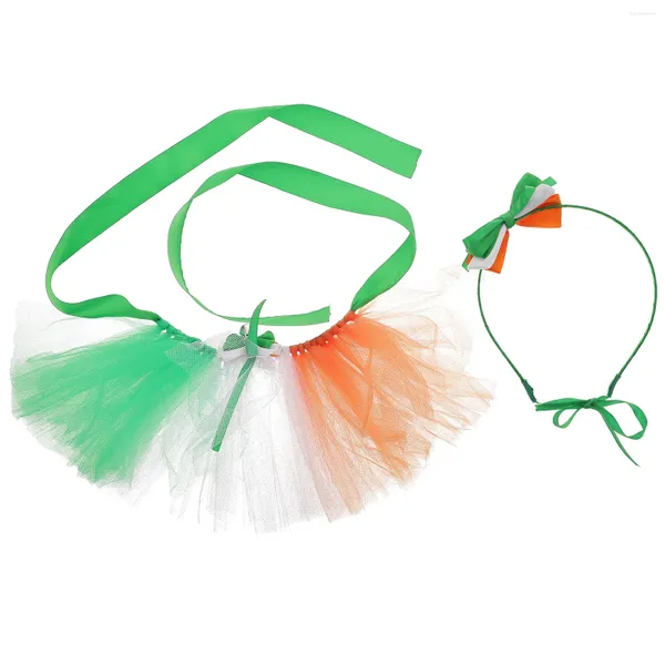 Hundebekleidung Irish Festival Dress Up Party Haustier Kostüm Requisite Dekor Kopfschmuck Rock Make -up Stirnband St. Patrick's Day Requisiten Dekore