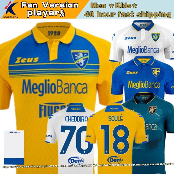 23 24 Frosinone Futbol Formaları Erkek Fan Soule Cheddira Baez Romagnoli Okoli Kaio Jorge Caso Mazzitelli Marchizza Ev Away Away 3rd Futbol Gömlek Kısa Kollu Gömlek