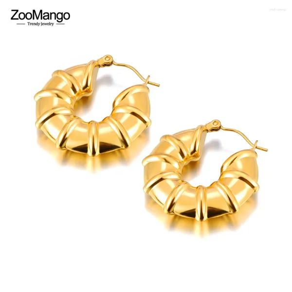 Orecchini a cerchio Zoomango 18K Gold inossidabile in acciaio inossidabile PERSONAZIONE Gioielli da 30 mm Huggie impermeabile per donne ZE23211