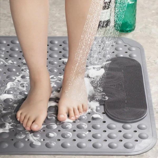 Badmatten Badezimmer Matte Naturkautschuk TPE Anti-Rutsch mit Abflussloch Silikon Bade Teppich Fußmassage Badeweich weicher Dusche