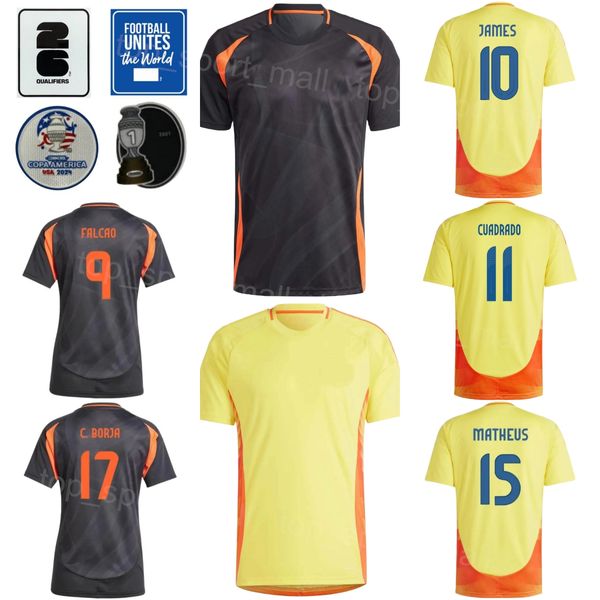 Homem 24 25 Copa América Colômbia Jersey Nacional Seleção 11 Cuadrado 3 Medina 7 Diaz 15 Matheus 14 Sinistra 16 Lerma 17 Borja 19 Borre Football Shirt Kits Uniform Uniforme