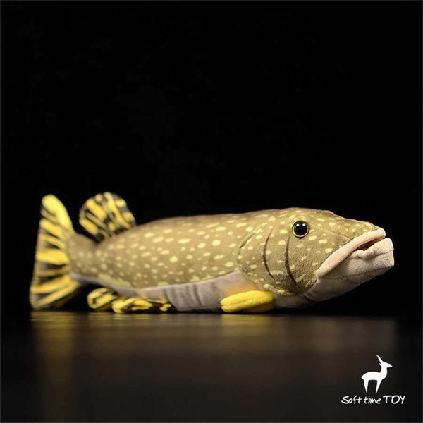 Animali di peluche imbottiti Esox Lucius High Fidelity Anime Cute Plushie luccio settentrionali Peluga giocattoli per animali Life Simulazione Simulazione di bambola di peluche Kawai Toy Gifts L47