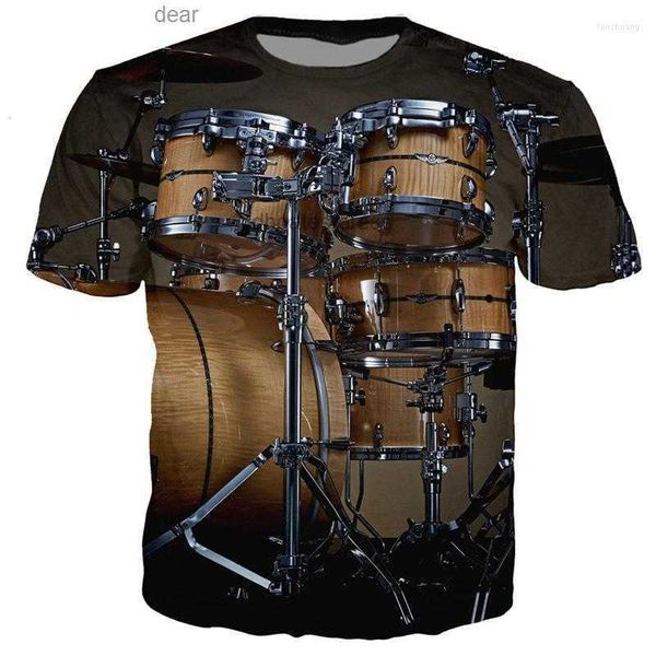 Herren-T-Shirts Das neueste Harajuku 3D-T-Shirt High Definition Musical Instrument Drum Set kurzärmeliges Hemd lässig