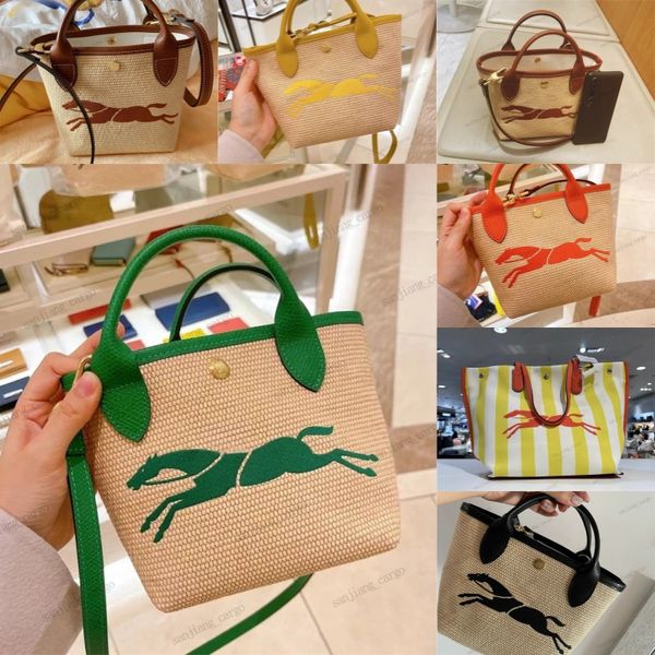 2024 Paris Spring Sommer Mini Tte Raffias Frauen Handtasche Stroh Grass Body Body Brand Eimer Taschen Frauen Umhängetasche Luxus Satchel Messenger Tasche