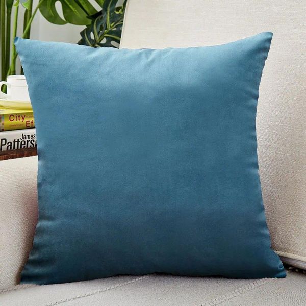 Cuscino Cover blu pavone divano in velluto morbido