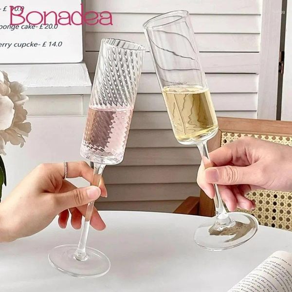 Бокалы для вина высокие чашки шампанского высококачественное стеклянное чашка творческий коктейль вертикальный узор прямой